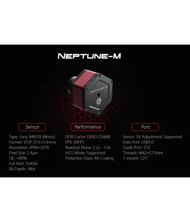 Caméra mono Player One Neptune-M USB3.0 IMX178 (Boite ouverte)